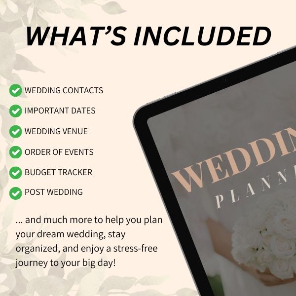 Best wedding planner digital download – track expenses, manage RSVPs, and plan your dream wedding effortlessly.