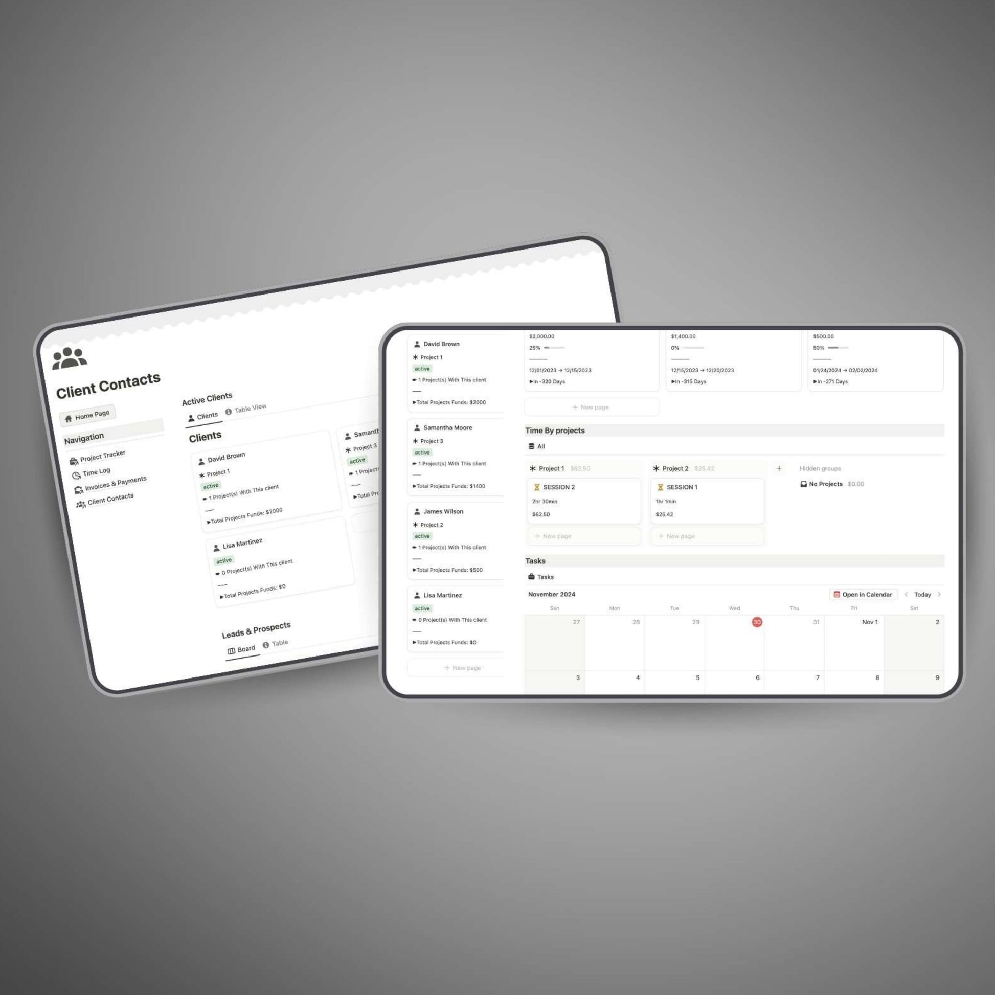 Customizable Notion template for client and project organization