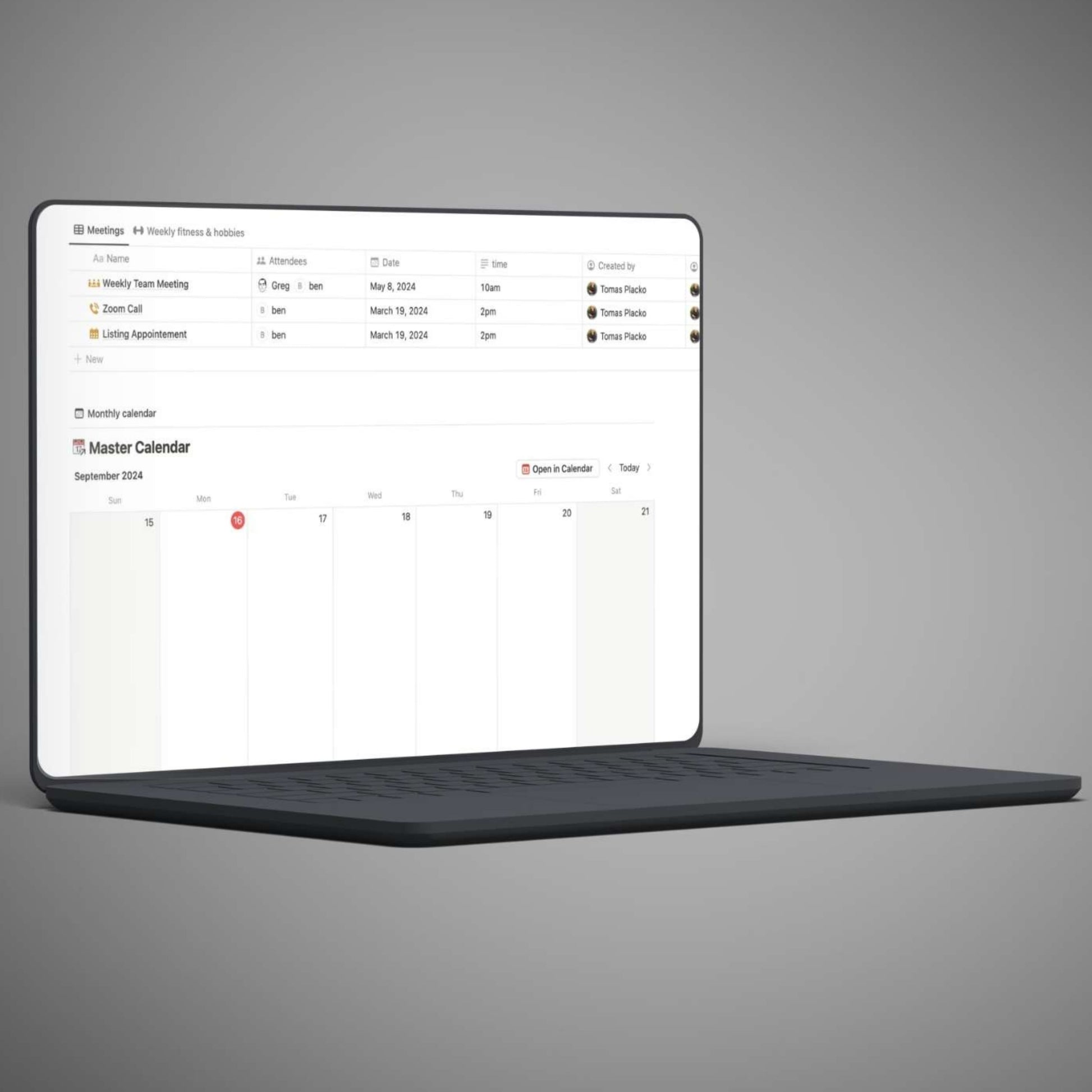 Editable Notion template for daily task management