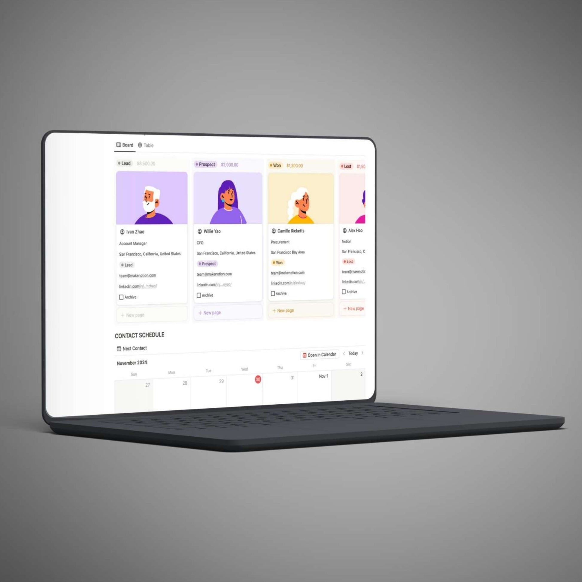 Freelancer time tracking tool in Notion workspace