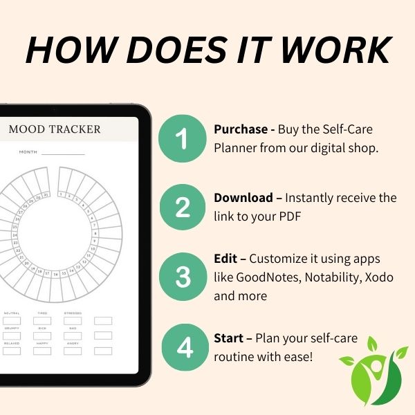 Instant download self-care journal for organizing self-love routines, gratitude, and stress management