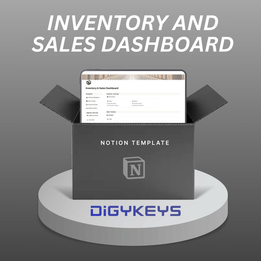 Notion Inventory Management Template dashboard view for tracking sales and stock