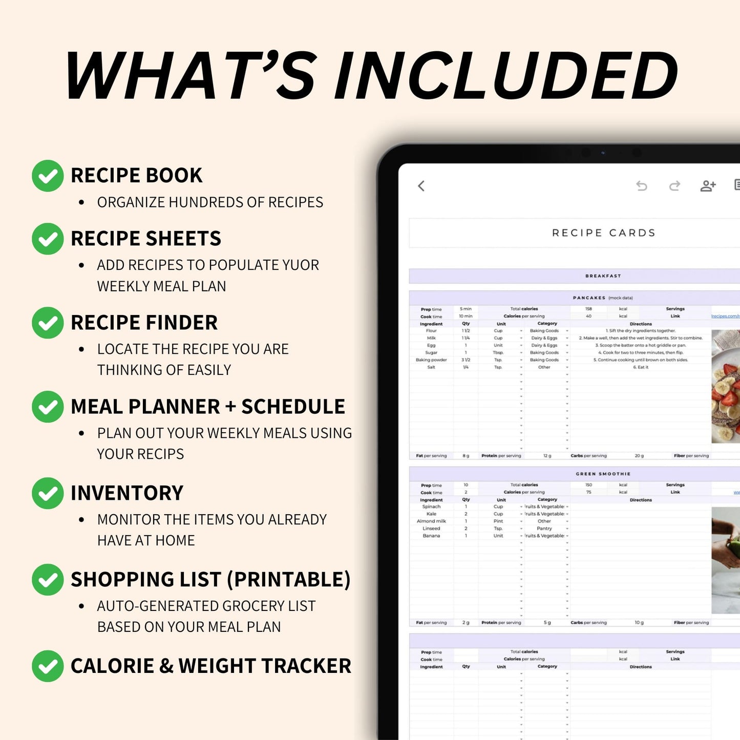 Printable meal planner with grocery list and macros