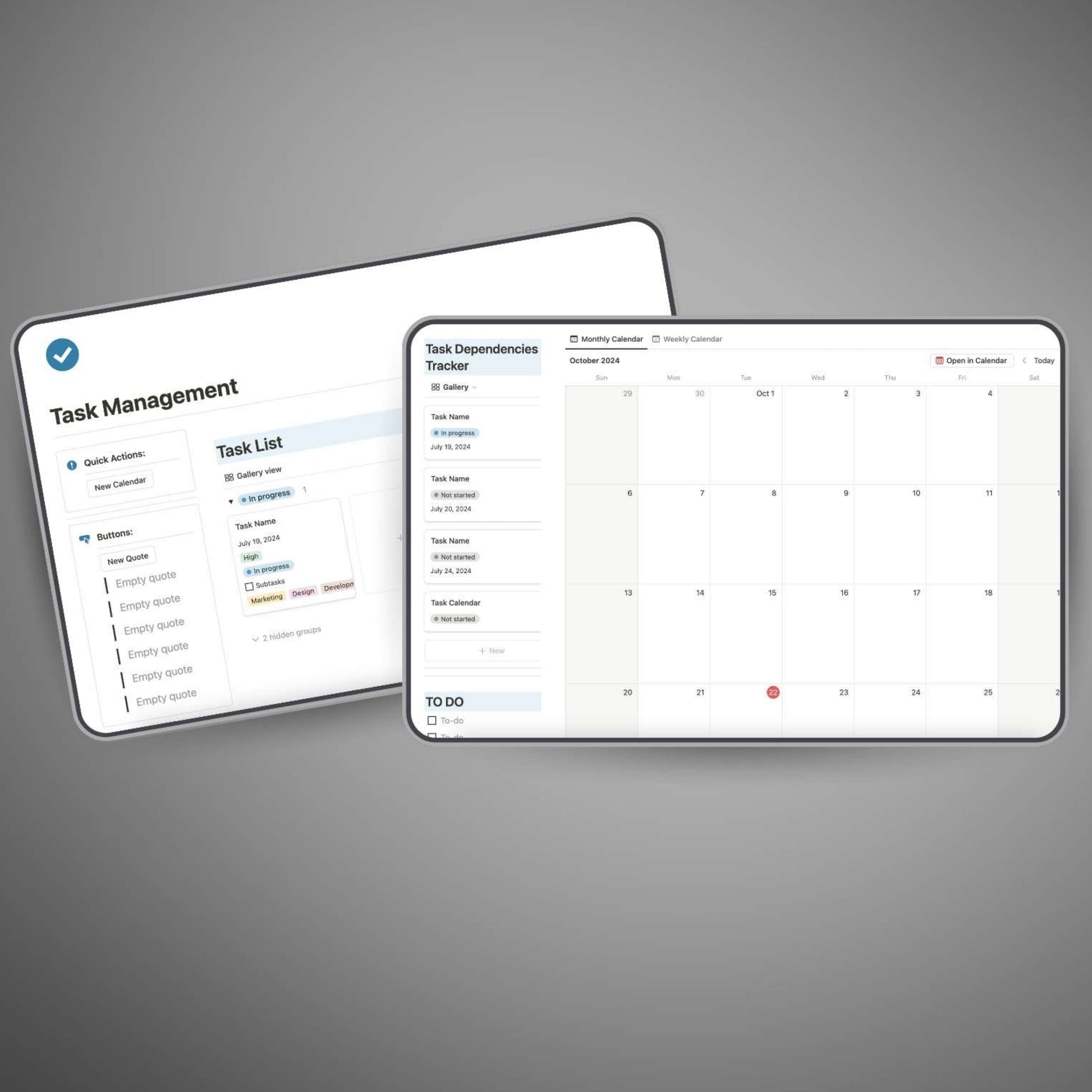 Visual task tracker in Notion