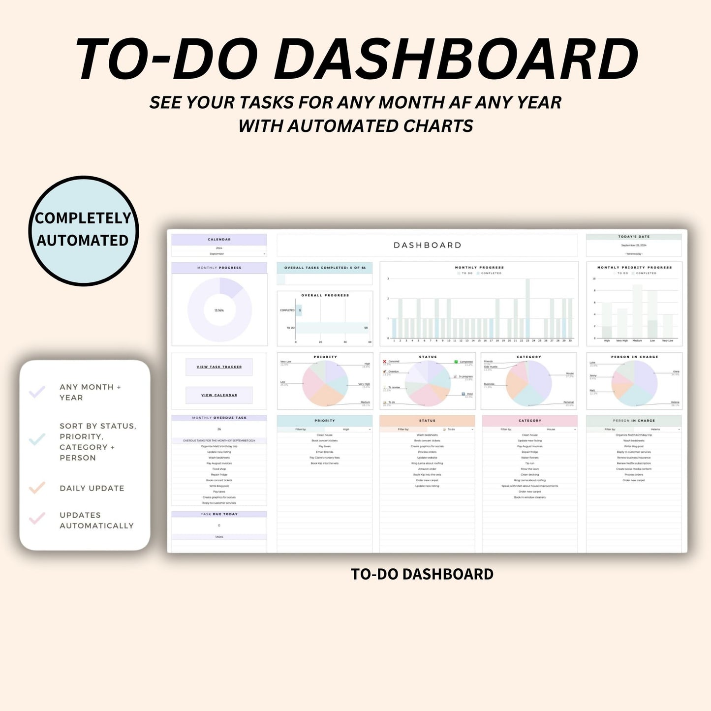All-in-one Google Sheets planner for organizing tasks and goals