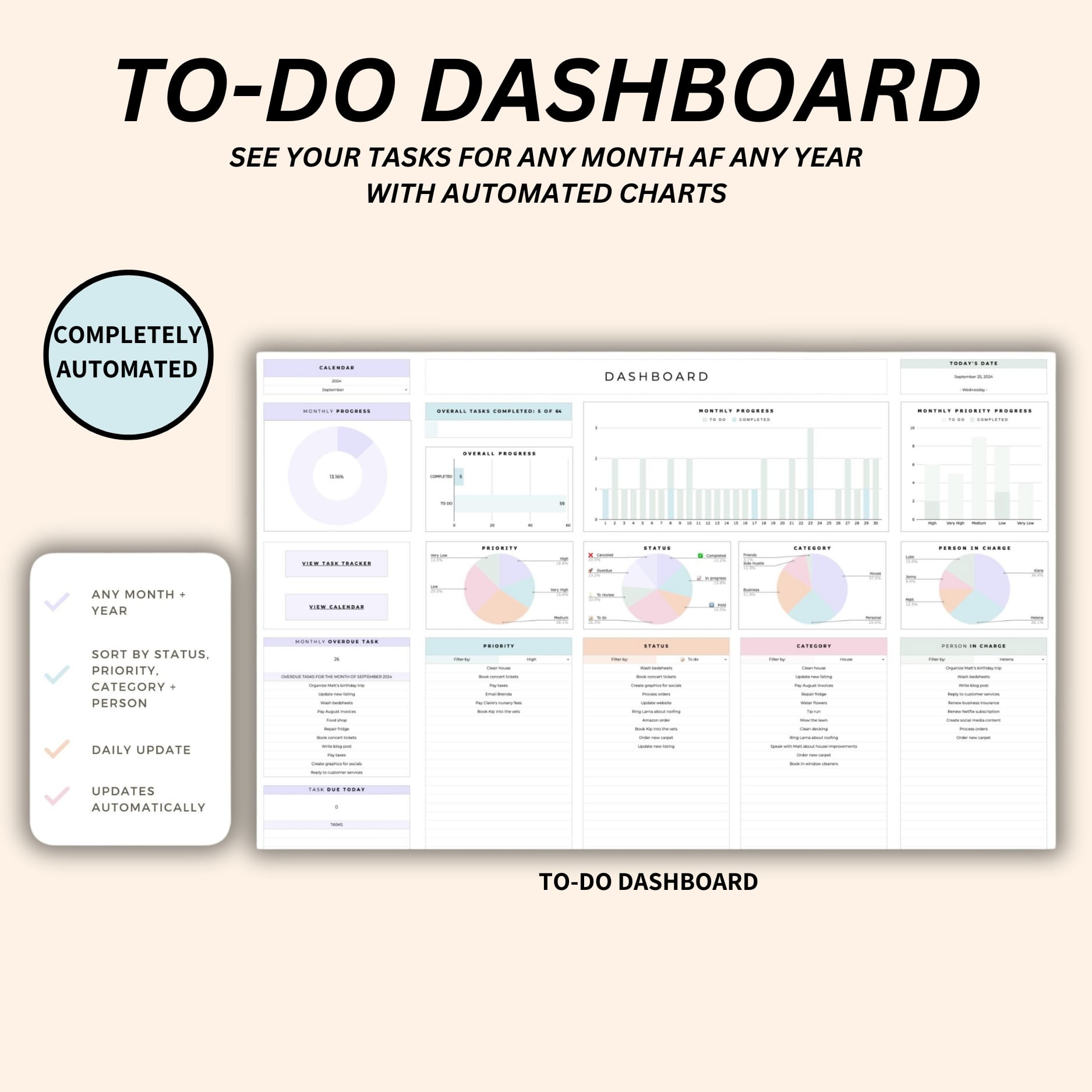 All-in-one Google Sheets planner for organizing tasks and goals