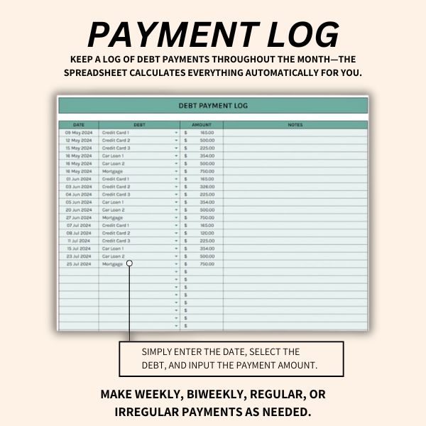 Customizable Debt Tracker – Adjust payments, set goals, and track balances effortlessly.