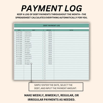 Customizable Debt Tracker – Adjust payments, set goals, and track balances effortlessly.