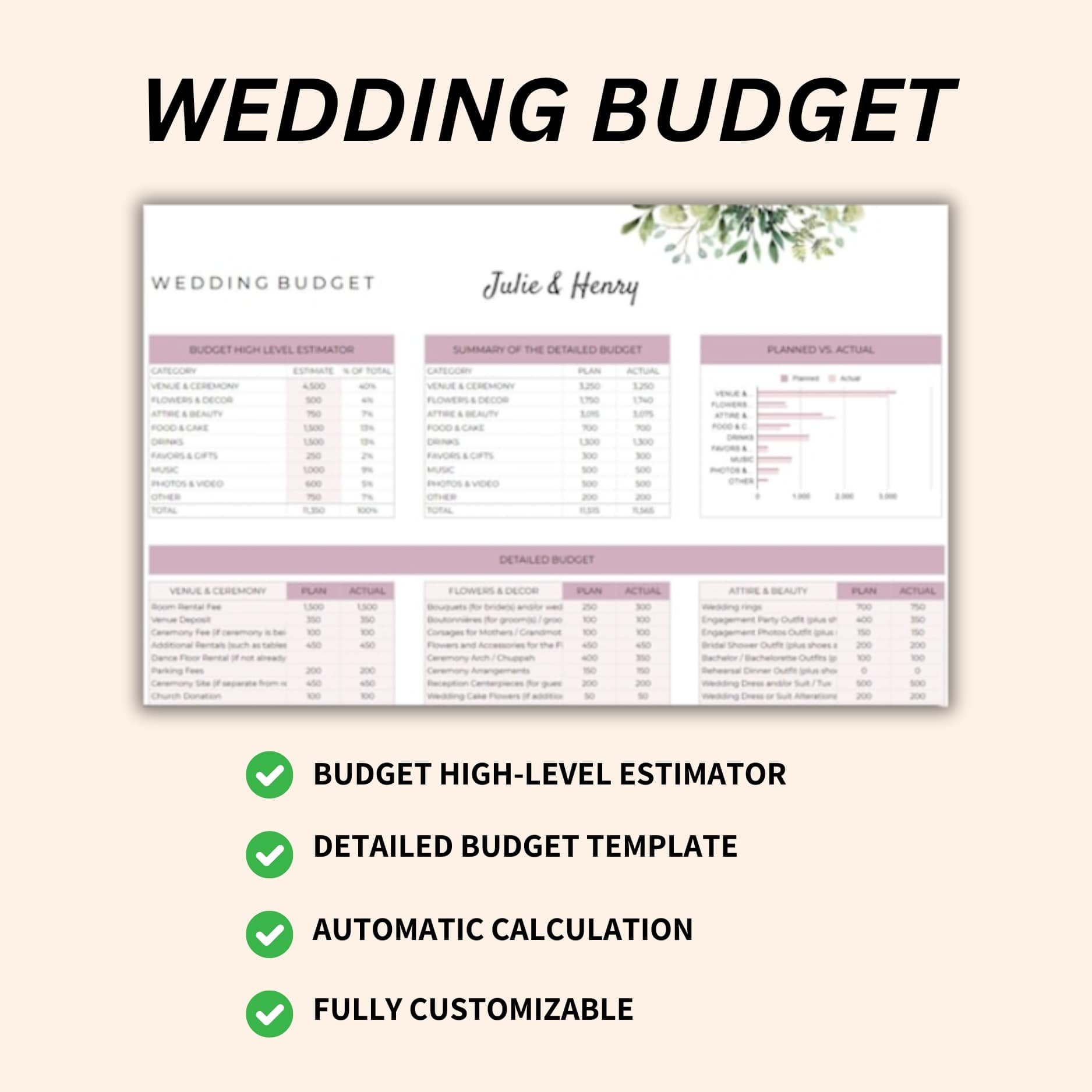 Customizable wedding planner template – organize guest lists, RSVPs, and wedding day timeline