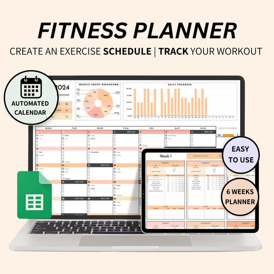 Customizable workout planner Google Sheets template for tracking gym progress