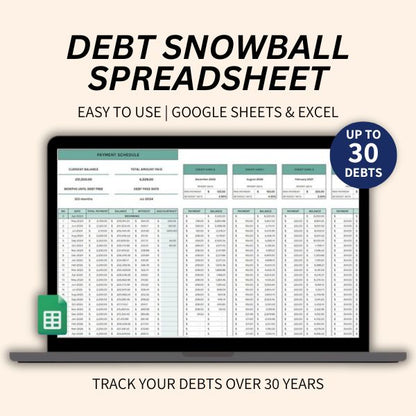 Debt Snowball Spreadsheet – Track and pay off debt faster with an automated planner.