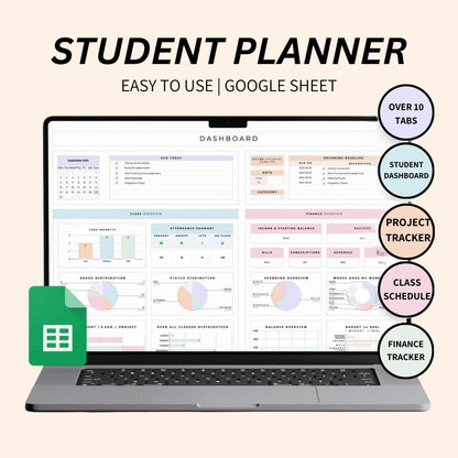 Digital Student Planner Google Sheets for easy assignment tracking