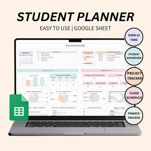 Digital Student Planner Google Sheets for easy assignment tracking