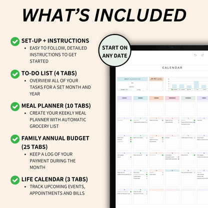 Digital life planner with automated budget and meal tracker