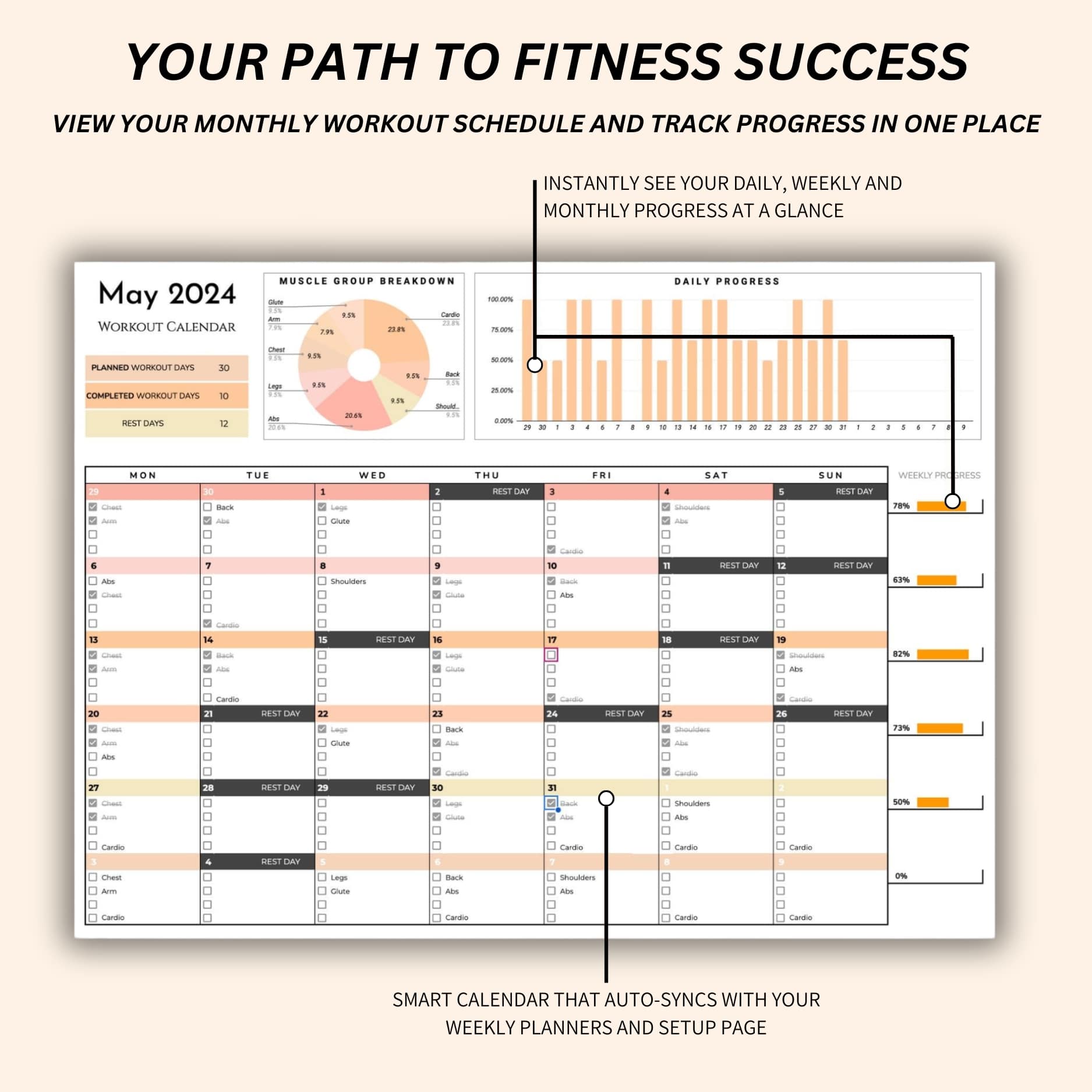 Digital workout log sheet to track home and gym workouts efficiently
