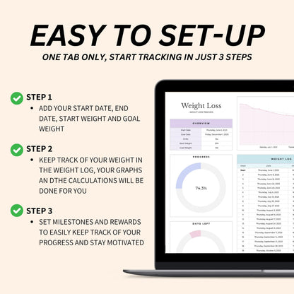 Easy-to-use weight loss tracker spreadsheet for tracking lbs and kgs with visual graphs