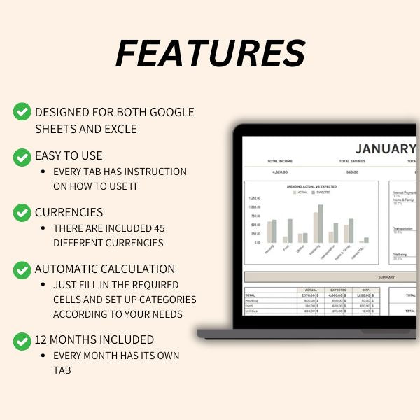 Editable budget planner PDF for monthly expense tracking, income management, and savings goals