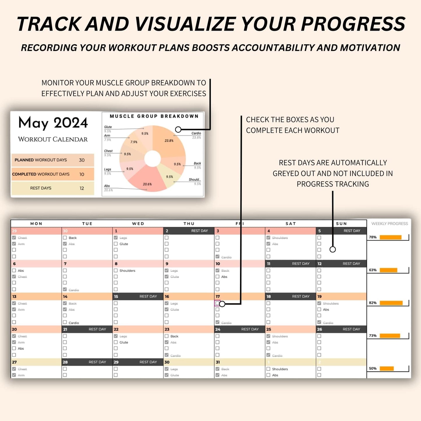 Exercise planner Google Sheets template for structured fitness goals