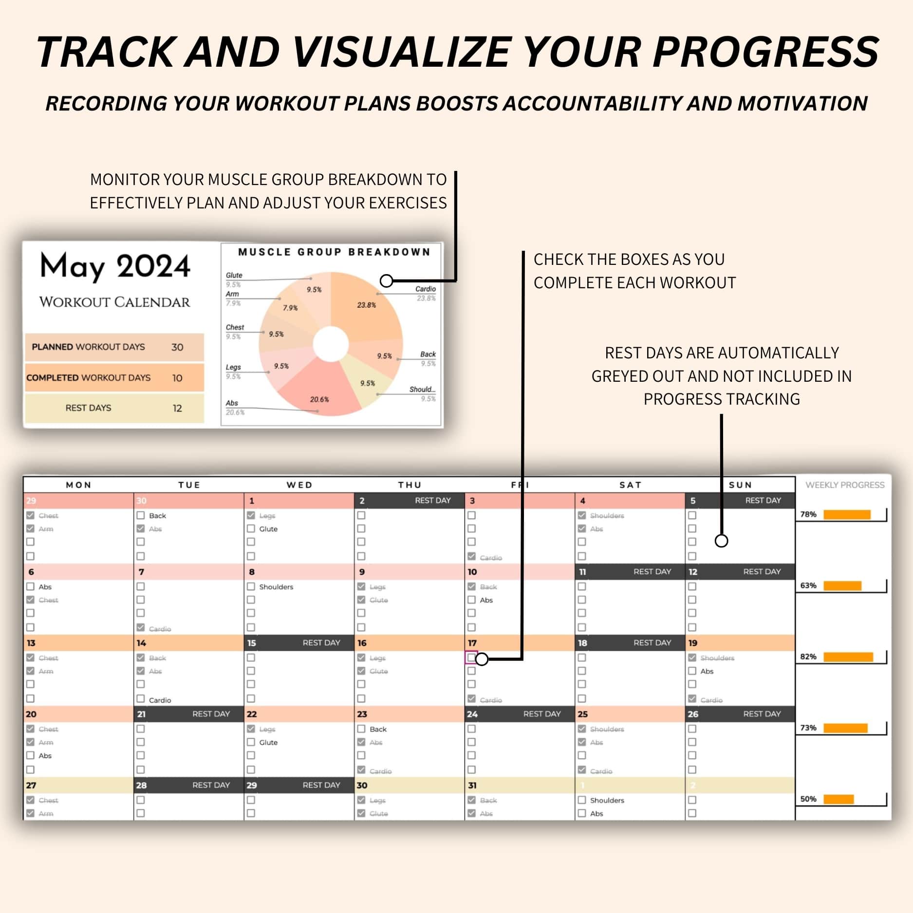 Exercise planner Google Sheets template for structured fitness goals
