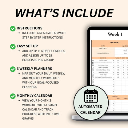 Fitness tracker spreadsheet to log sets, reps, and weights easily