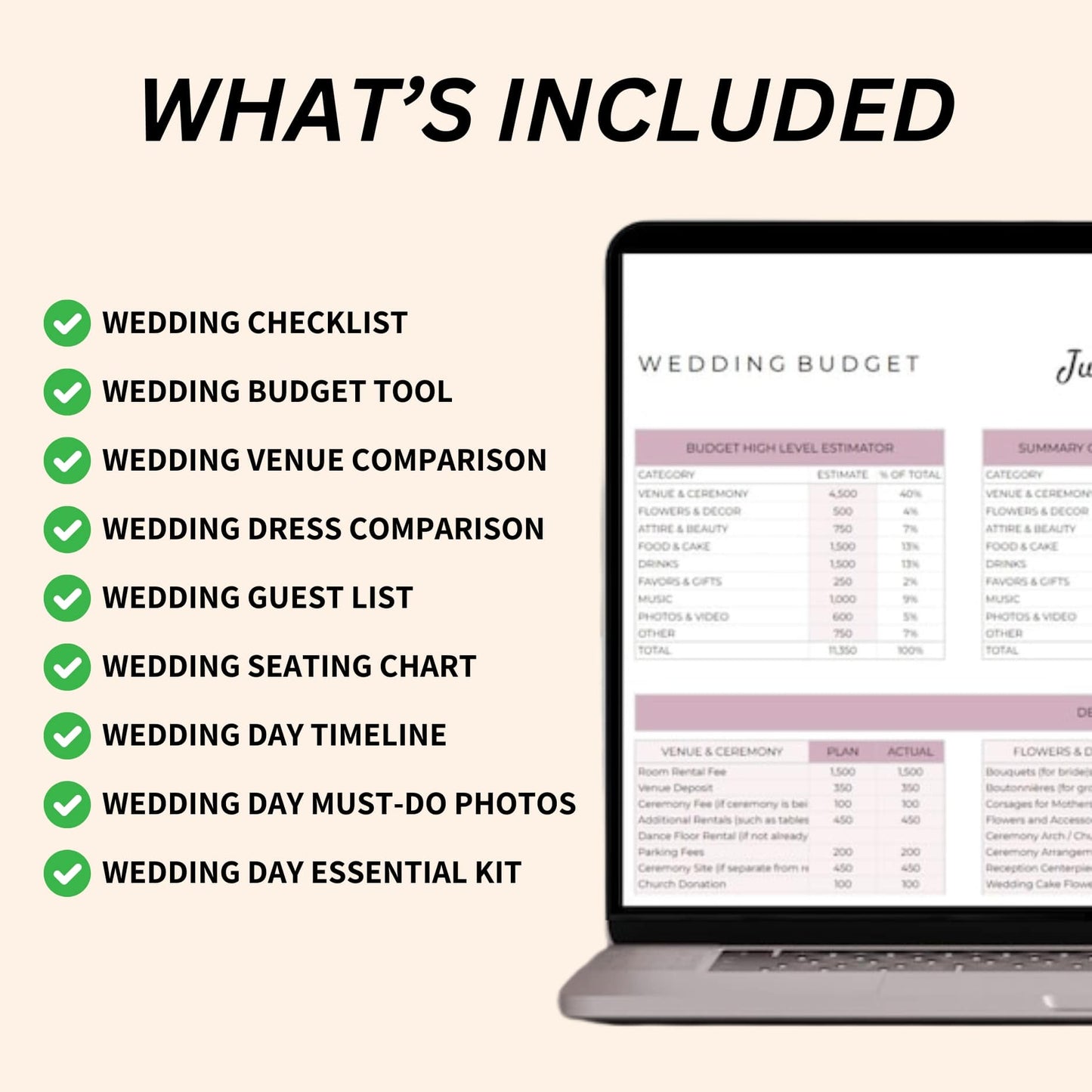 Google Sheets wedding planner – digital, automated, and easy-to-use for stress-free wedding planning.
