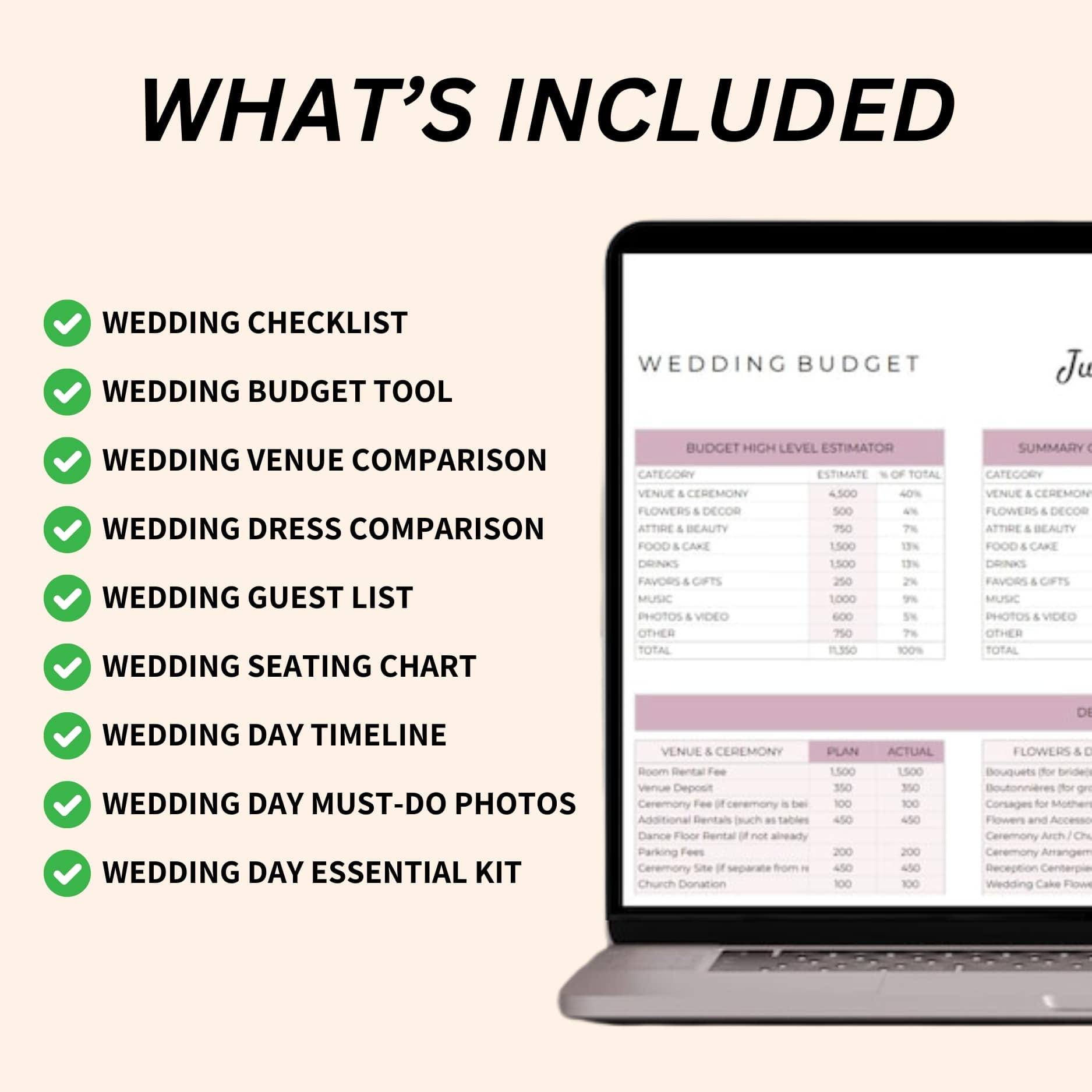 Google Sheets wedding planner – digital, automated, and easy-to-use for stress-free wedding planning.