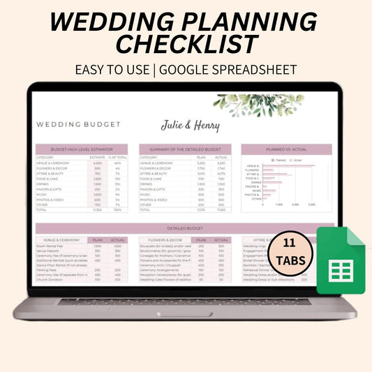 Google Sheets wedding planner spreadsheet