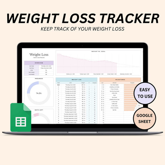 Google Sheets weight loss tracker with automatic progress charts and milestone tracking