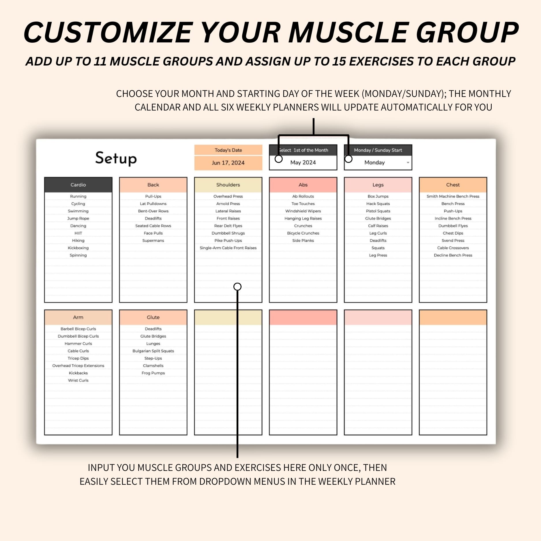 Google Sheets workout planner for strength training and weightlifting