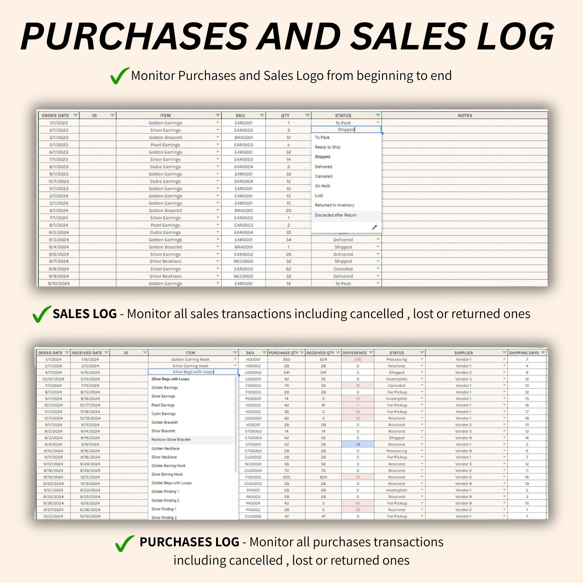 Inventory checklist for small businesses