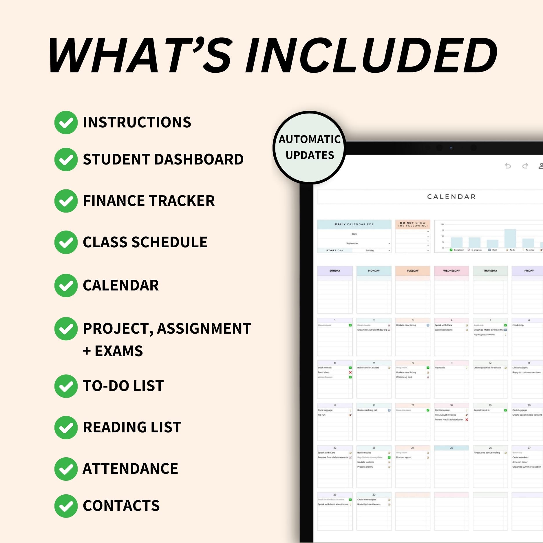 Student Planner Spreadsheet with budget tracker for better financial management