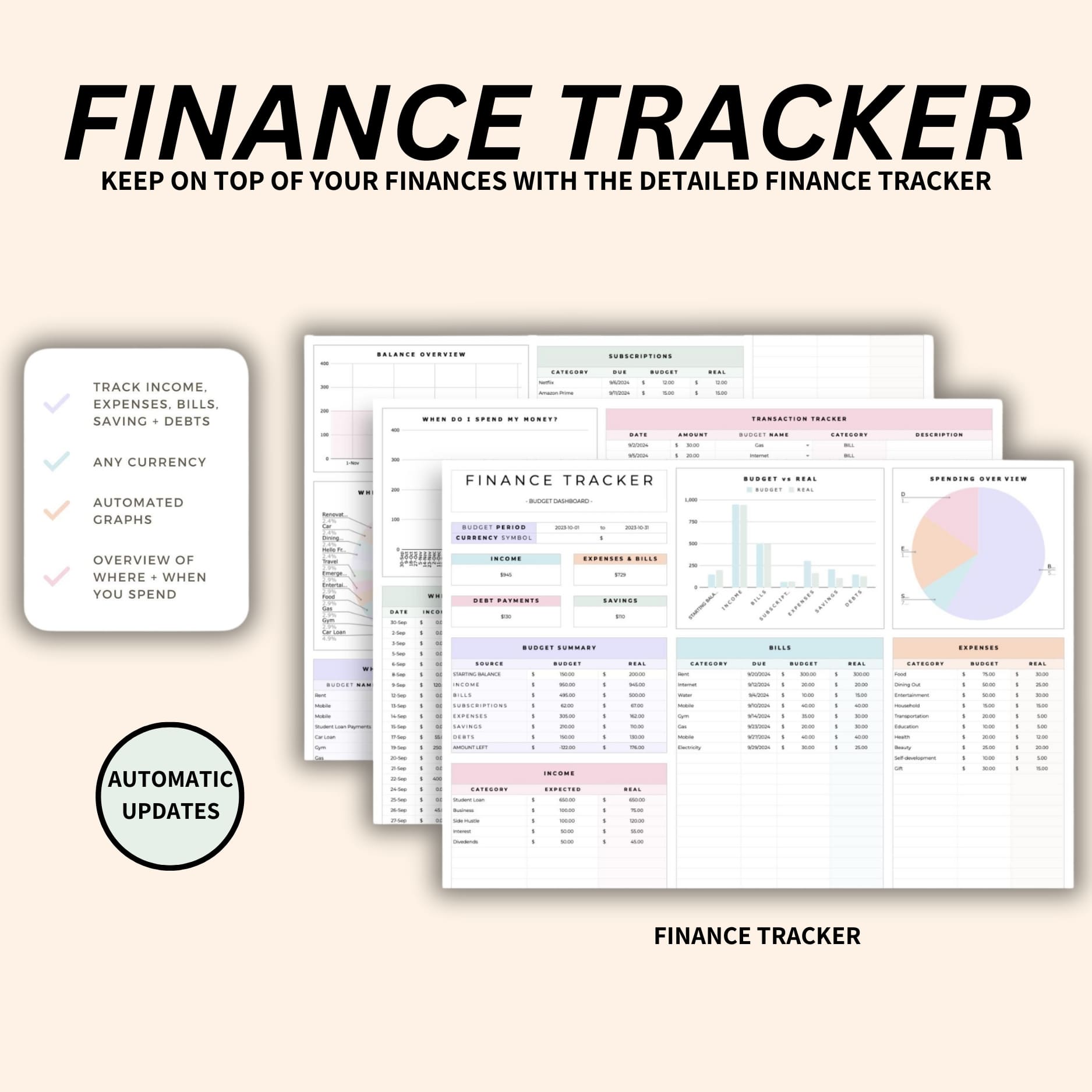 Student budget tracker integrated into Google Sheets student planner