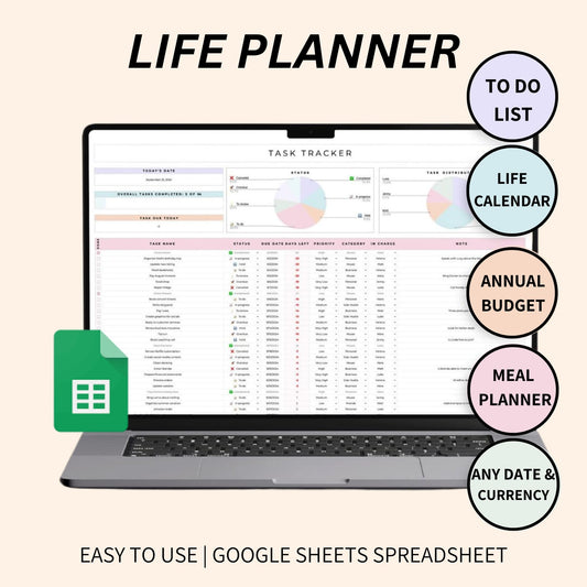 Ultimate life planner Google Sheets for budgeting and productivity