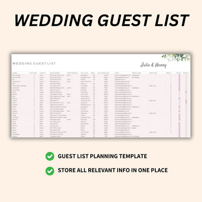 Vendor comparison wedding planner sheet