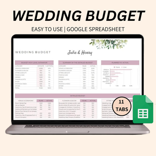 Wedding budget spreadsheet – track expenses, plan costs, and stay within budget effortlessly.