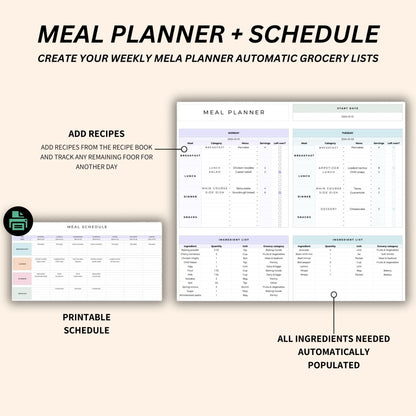 Weekly meal planner with grocery list automation in Google Sheets